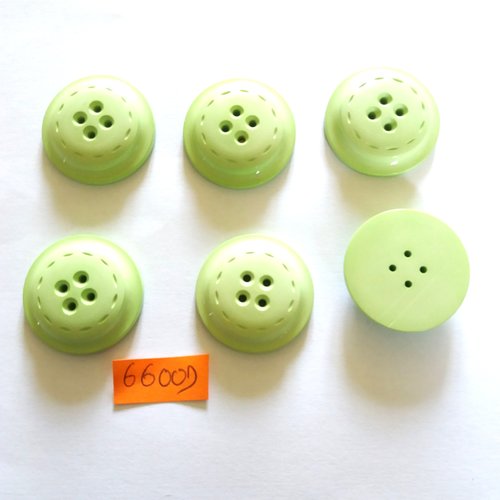 6 boutons en résine vert - vintage - 30mm - 6600d