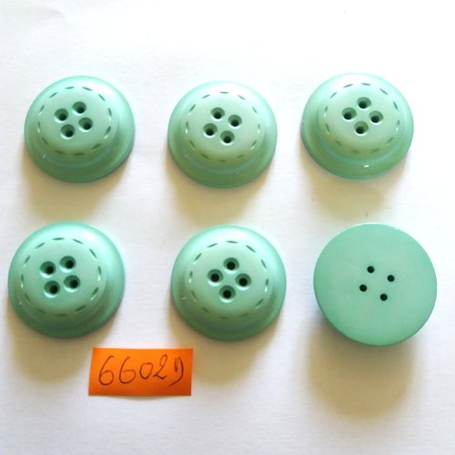 6 boutons en résine vert d'eau - vintage - 30mm - 6602d
