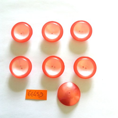 6 boutons en résine rose - vintage - 27mm - 6645d