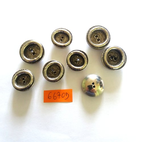 8 boutons en résine argenté - vintage - 20 et 23mm - 6670d