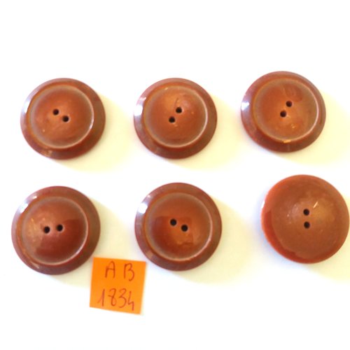 6 boutons en résine marron - 28mm - ab1834
