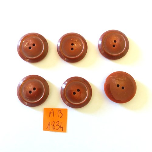 6 boutons en résine marron - 23mm - ab1834