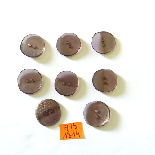 8 boutons en résine marron et gris - 17mm - ab1814