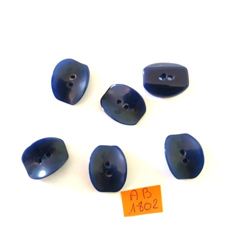 6 boutons en résine bleu roi - 16x20mm - ab1802