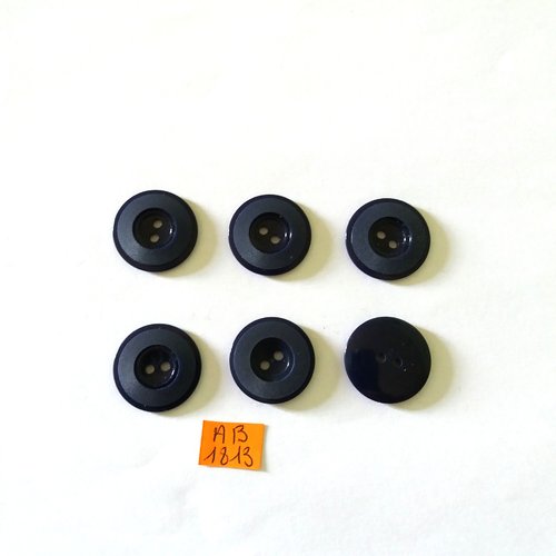 6 boutons en résine bleu foncé - 21mm - ab1813