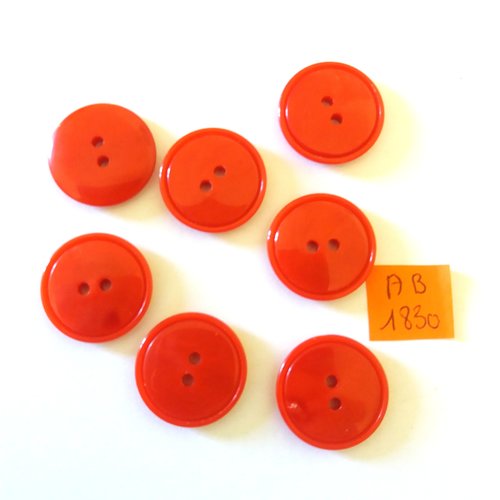 7 boutons en résine rouge - 21mm - ab1830