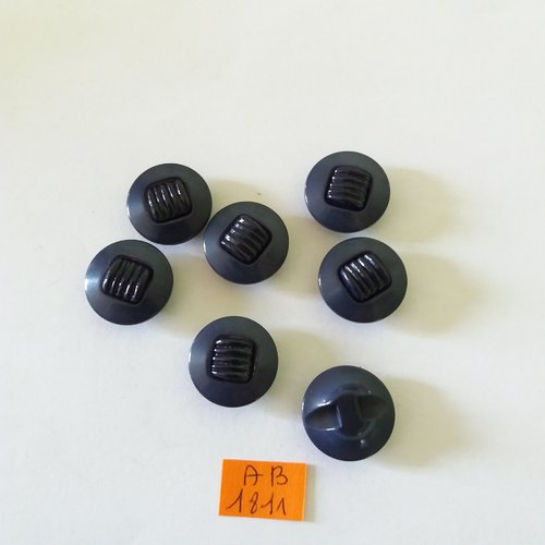 7 boutons en résine bleu - 17mm - ab1811