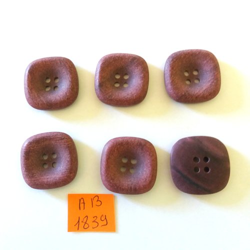 6 boutons en résine violet - 24x24mm - ab1839