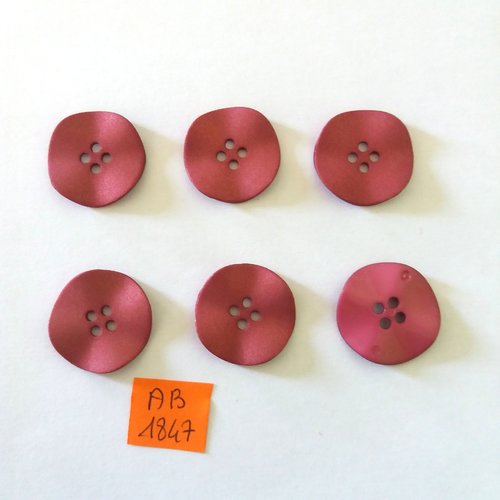 6 boutons en résine mauve - 23mm - ab1847