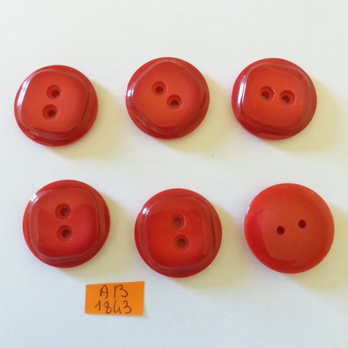 6 boutons en résine rouge - 27mm - ab1843