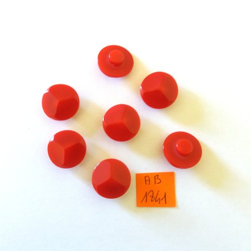 7 boutons en résine rouge - 17mm - ab1841
