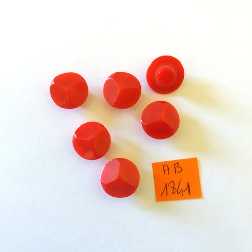 6 boutons en résine rouge - 15mm - ab1841