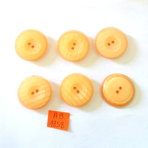 6 boutons en résine orange clair - 28mm - ab1858