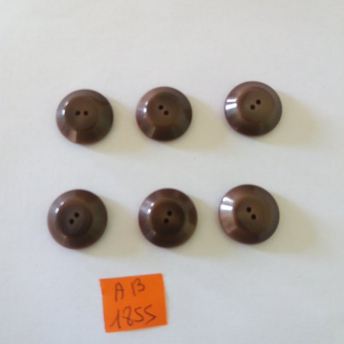 6 boutons en résine marron - 17mm - ab1855