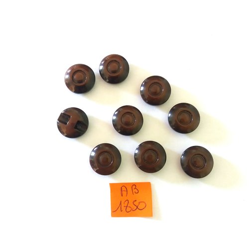 9 boutons en résine marron - 14mm - ab1850