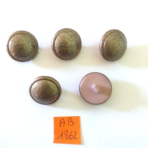 5 boutons en résine gris - 20mm - ab1862