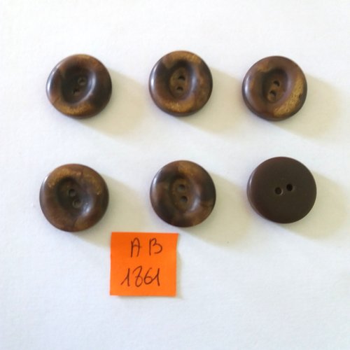 6 boutons en résine marron - 18mm - ab1861