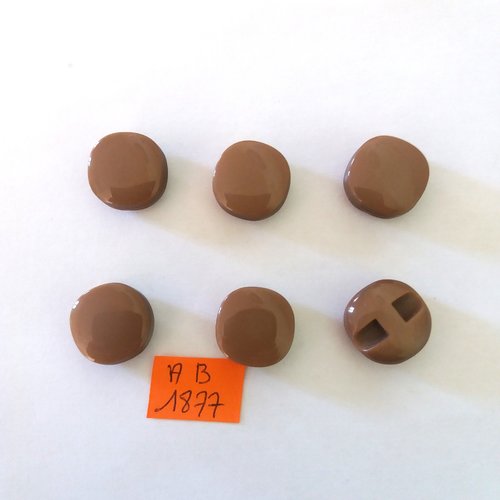 6 boutons en résine marron - 18mm - ab1877