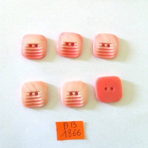 6 boutons en résine rose - 18x18mm - ab1866