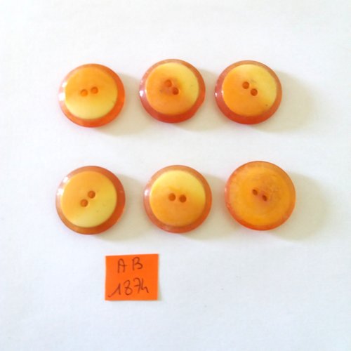 6 boutons en résine orange - 25mm - ab1874