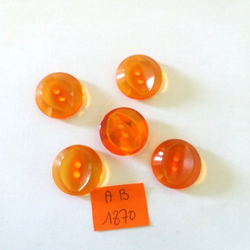 5 boutons en résine orange transparent - 20mm - ab1870