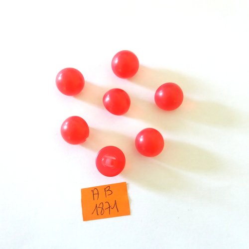 7 boutons boule en résine rouge - 14mm - ab1871