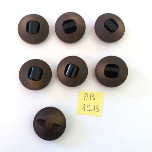 7 boutons en résine marron - 23mm - ab1913