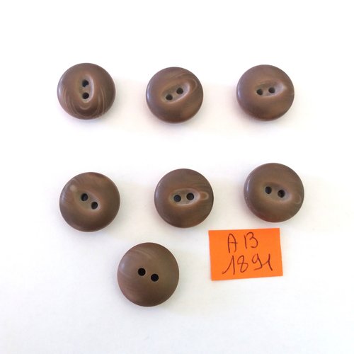 7 boutons en résine marron - 17mm - ab1891
