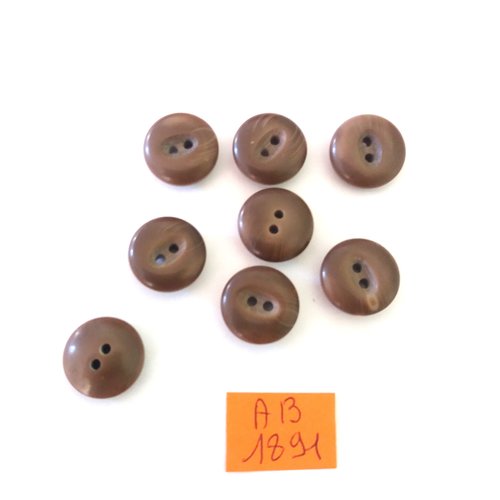 8 boutons en résine marron - 15mm - ab1891