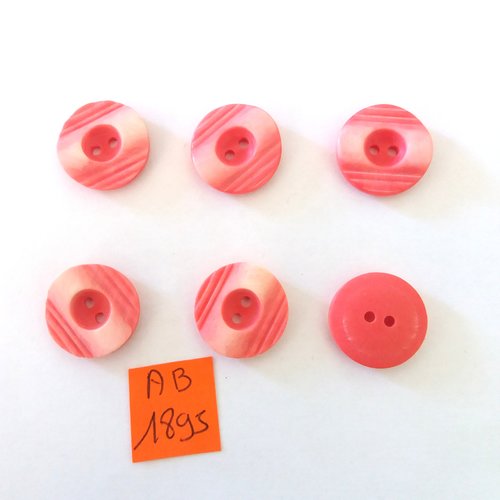 6 boutons en résine rose - 18mm - ab1895