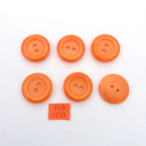 6 boutons en résine orange - 27mm - ab1879