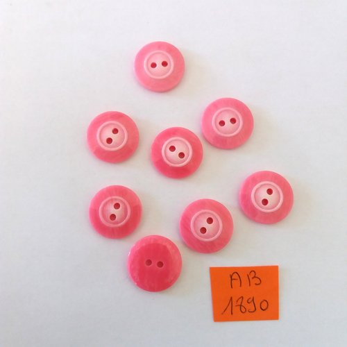 8 boutons en résine rose - 18mm - ab1890