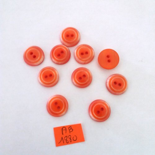 10 boutons en résine orange et écru - 15mm - ab1880