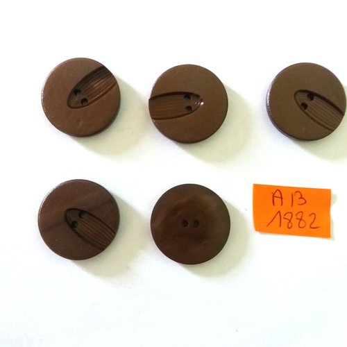 5 boutons en résine marron - 23mm - ab1882