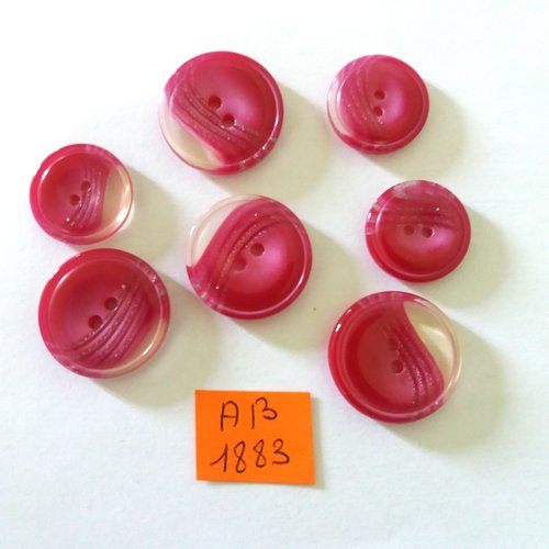7 boutons en résine violet transparent - 22 et 18mm - ab1883