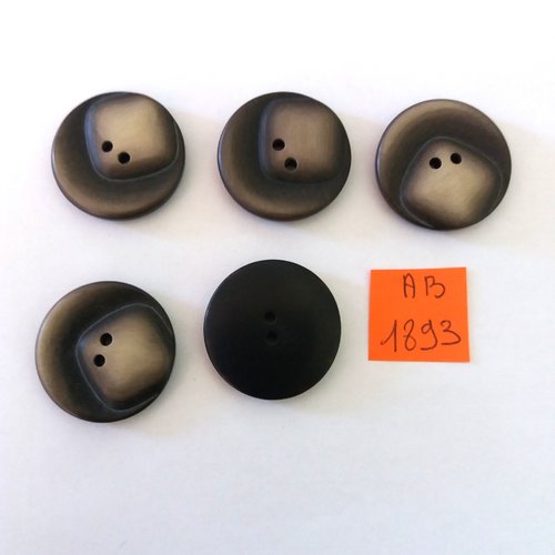 5 boutons en résine marron - 27mm - ab1893