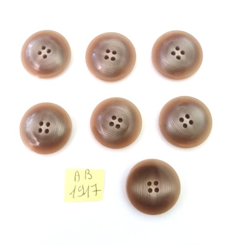 7 boutons en résine marron - 25mm - ab1917