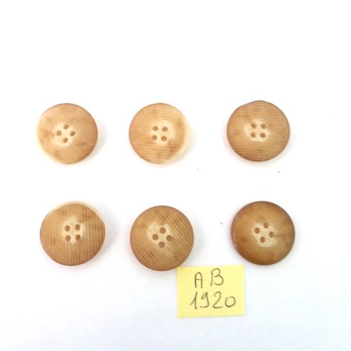 6 boutons en résine beige - 20mm - ab1920