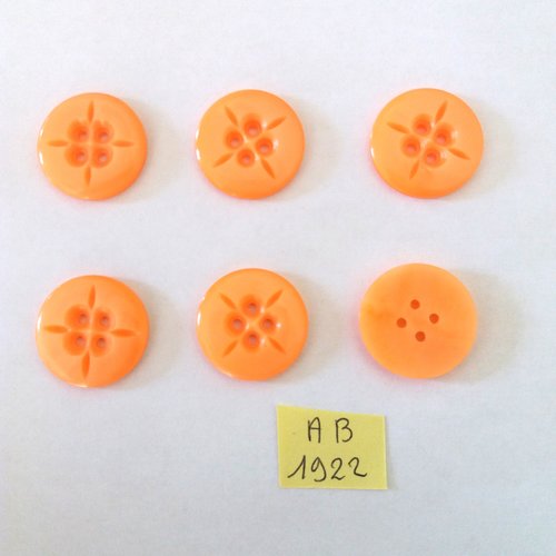 6 boutons en résine orange - 23mm - ab1922