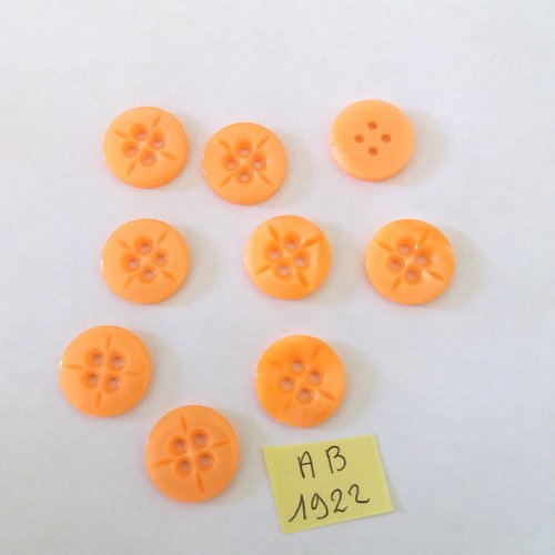 9 boutons en résine orange - 17mm - ab1922