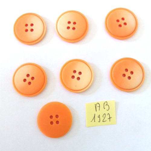 7 boutons en résine orange - 22mm - ab1927