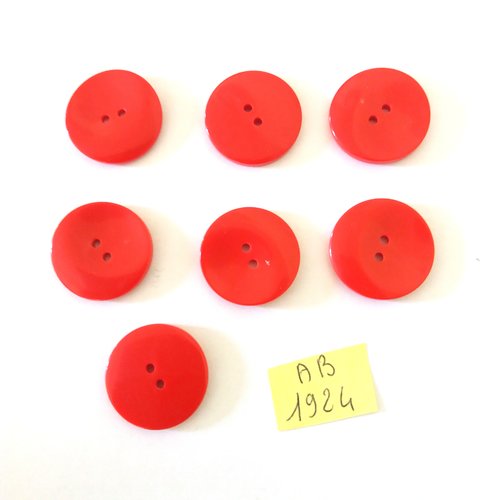 7 boutons en résine rouge - 22mm - ab1924