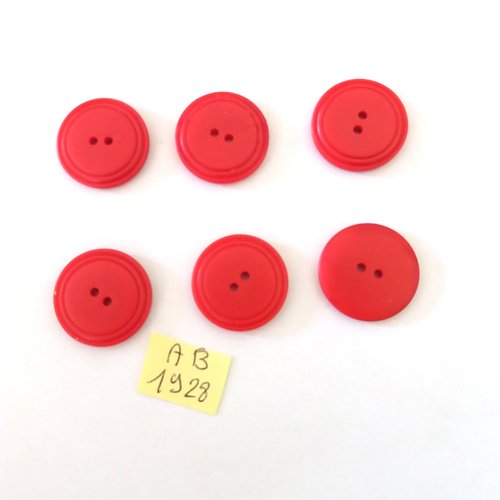 6 boutons en résine rouge - 21mm - ab1928