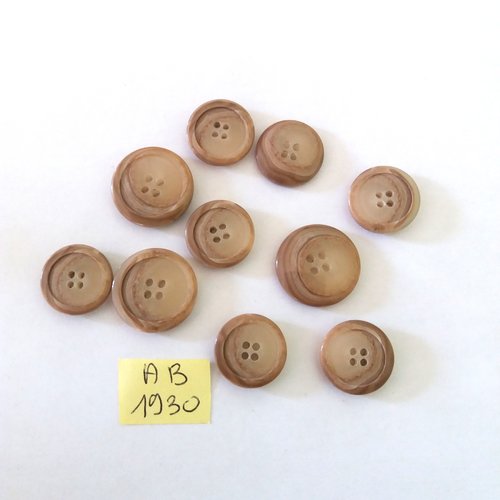 10 boutons en résine beige - 18mm et 15mm - ab1930