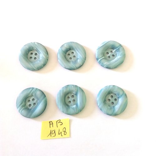 6 boutons en résine bleu - 22mm - ab1948