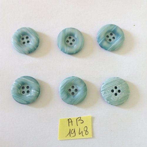 6 boutons en résine bleu - 18mm - ab1948