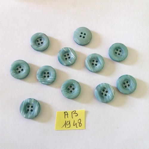 11 boutons en résine bleu - 14mm - ab1948