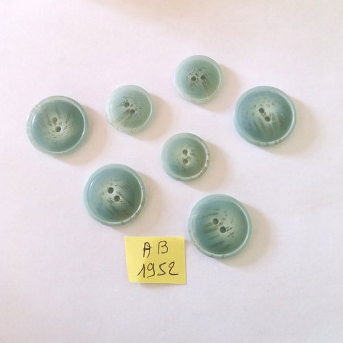 7 boutons en résine bleu - 22mm et 18mm - ab1952