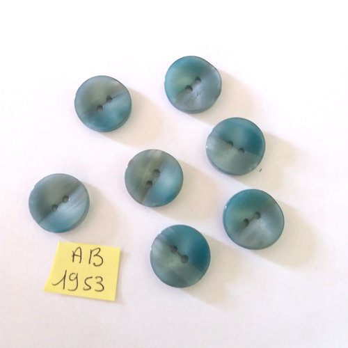 7 boutons en résine bleu - 17mm - ab1953