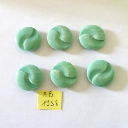 6 boutons en résine vert d'eau - 23mm - ab1958